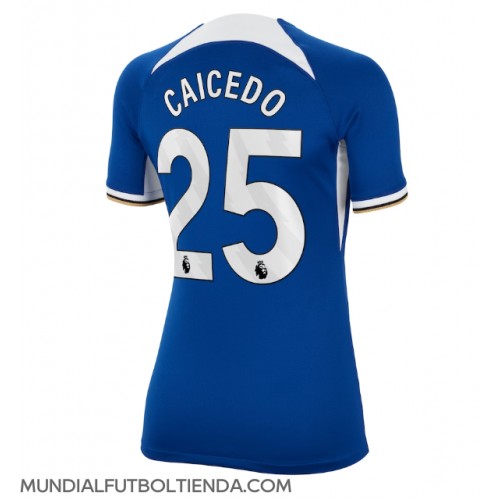 Camiseta Chelsea Moises Caicedo #25 Primera Equipación Replica 2023-24 para mujer mangas cortas